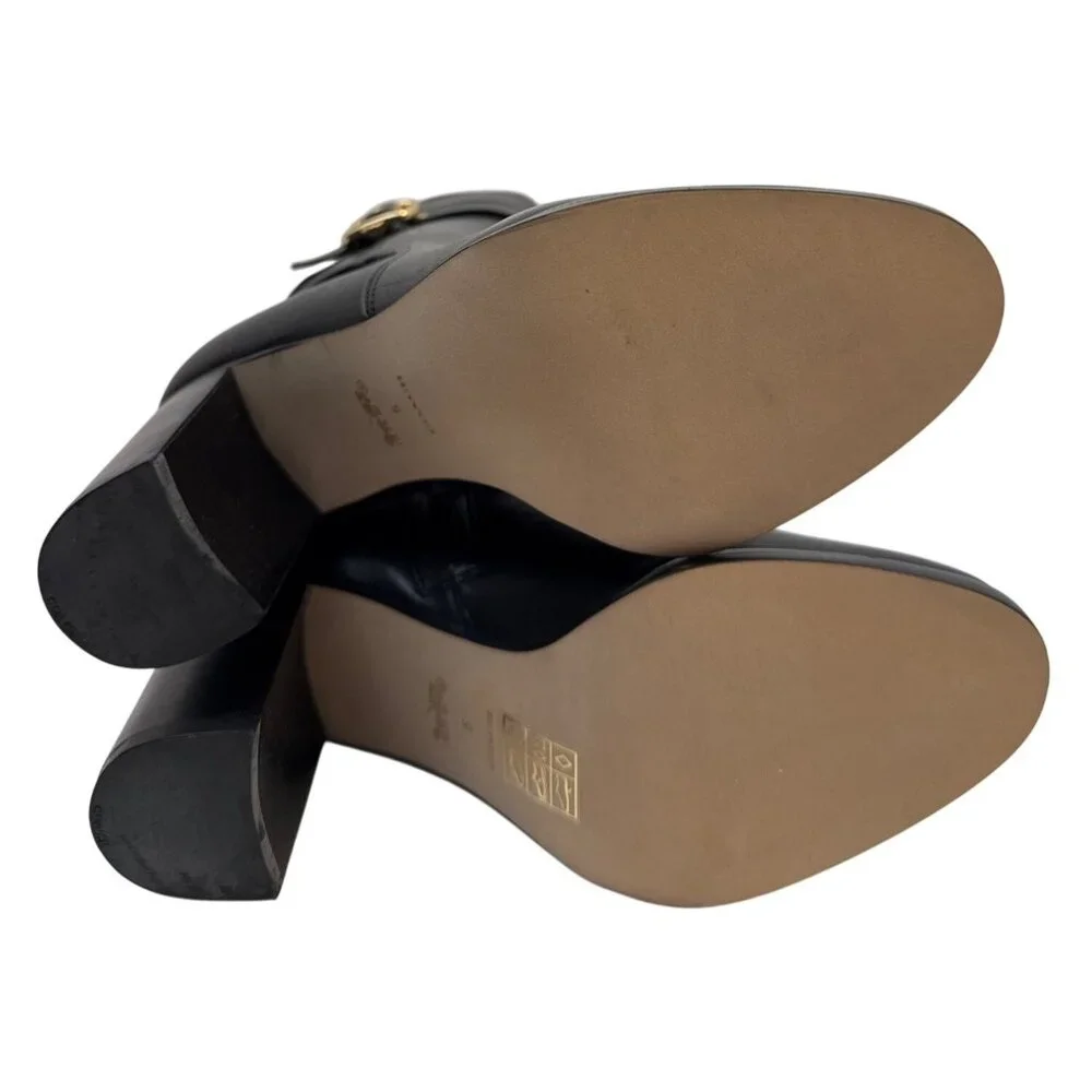COACH‎ Olivia Black Leather Bootie Block Heel Women's Size 5B